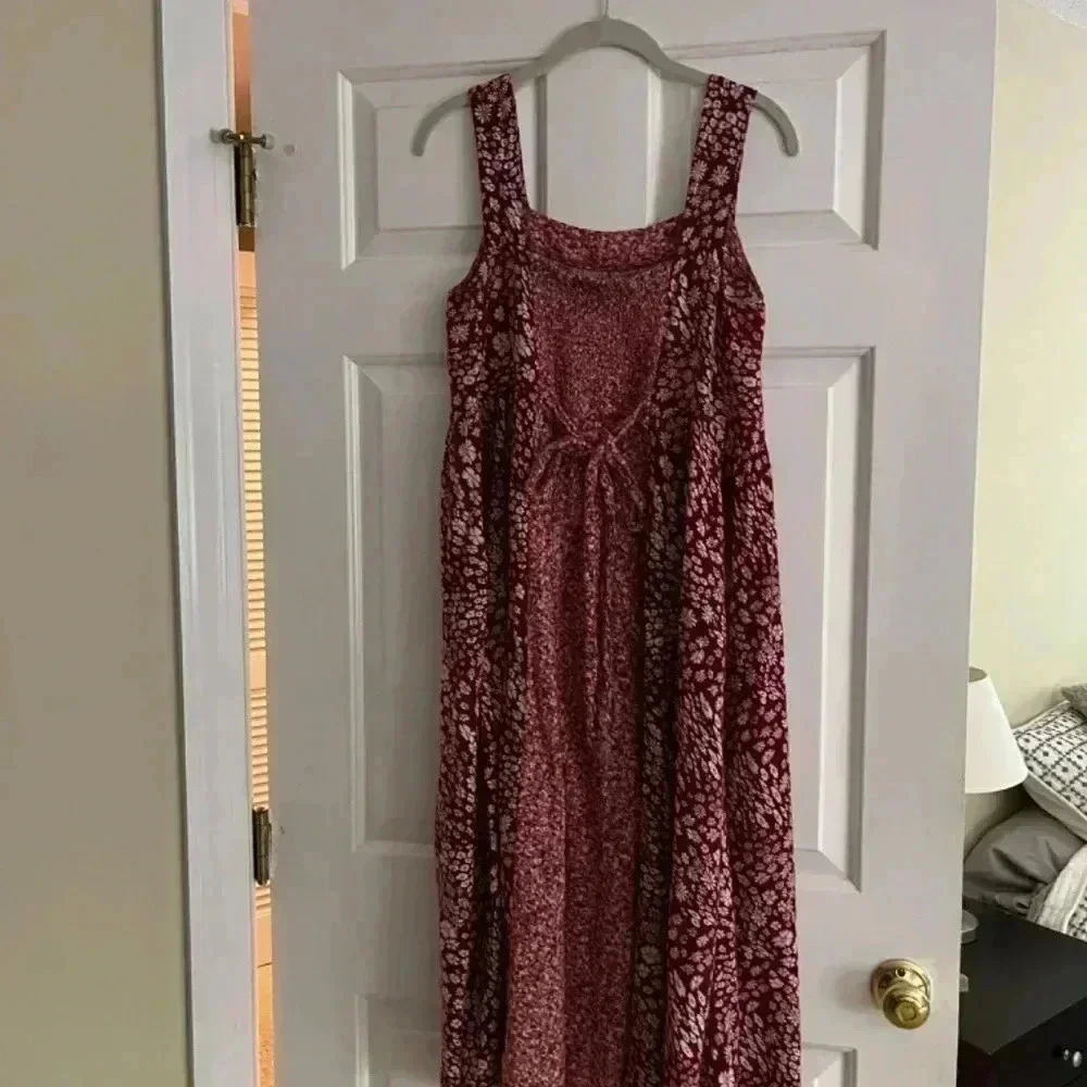 True Craft Raw hem Midi dress size M boho/90’s flare - Picture 2 of 6
